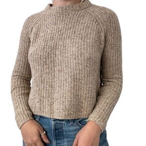 Jenni Kayne Recycled Cashmere Blend Tan Ribbed Cropped Crewneck XS